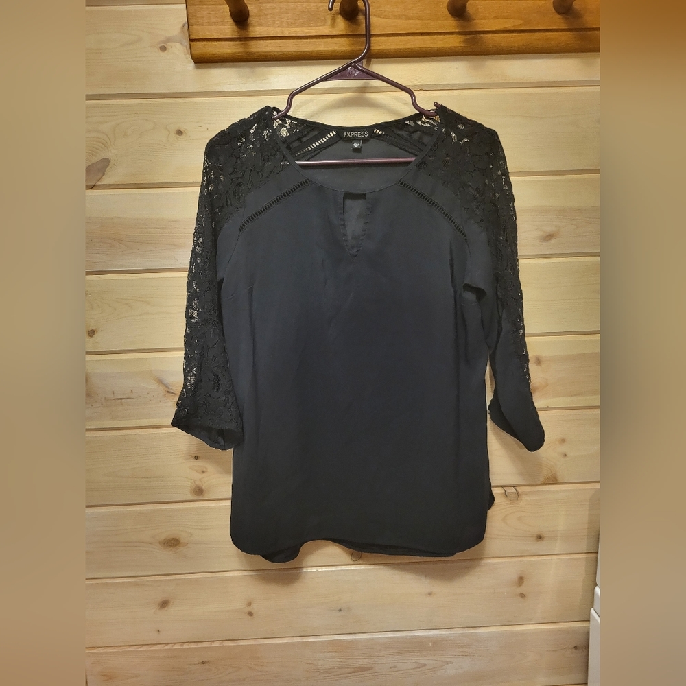 Express Women's Blouse with Lace Detail Sleeves Size: M